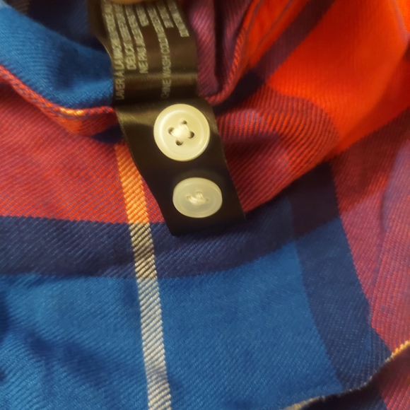 Simons Icone Plaid Boyfriend Long Sleeve Button Up Shirt Blue Red sz M - Picture 10 of 10